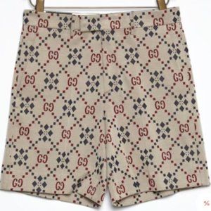 Gucci Shorts in Beige with Maroon and Blue Accents NEW W TAGS